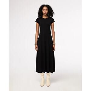 Another Tomorrow Womens Essentials Black Fitted Tee Dress Medium